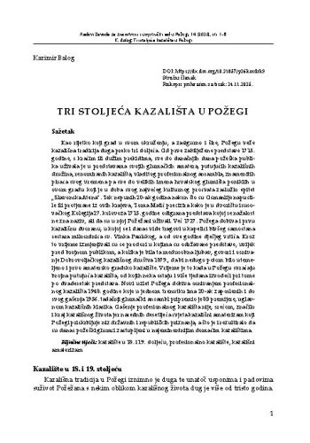 Tri stoljeća kazališta u Požegi / Kazimir Balog