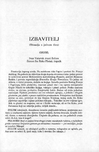 Izbavitelj (situacija u jednom činu) / Jozo Laušić 