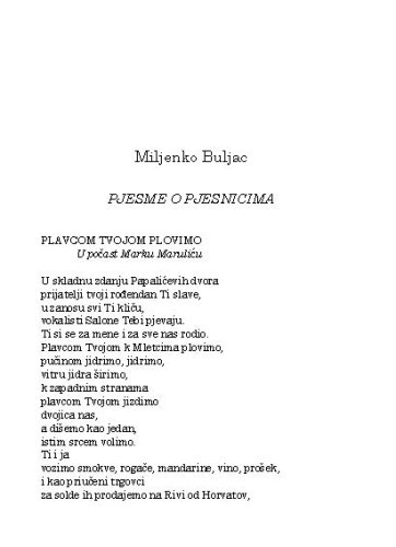 Pjesme o pjesnicima / Miljenko Buljac