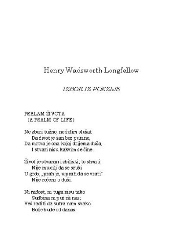 Izbor iz poezije / Henry Wadsworth Longfellow ; prepjev i bilješka Irena Stanić Rašin