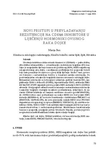 Novi pristupi u prevladavanju rezistencije na CDK4/6 inhibitore u liječenju hormonski ovisnog raka dojke / Marija Ban