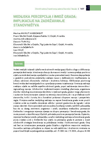 Medijska percepcija i imidž grada: implikacije na zadržavanje stanovništva / Martina Mikrut Nađsombat, Davorin Turkalj, Ivan Kelić