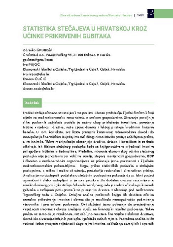 Statistika stečajeva u Hrvatskoj kroz učinke prikrivenih gubitaka / Zdravko Grubeša, Ivo Mijoč, Dražen Ćućić