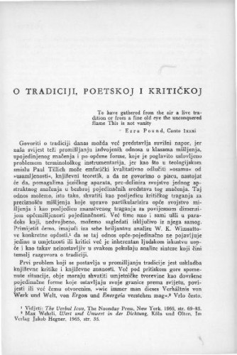 O tradiciji, poetskoj i kritičkoj / M. Suško