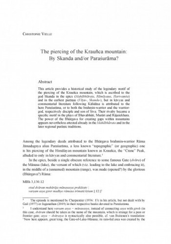 The piercing of the Krauñca Mountain: By Skanda and/or Paraśurāma? / Christophe Vielle