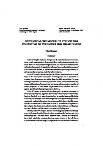 Mechanical behaviour of structures consisting of stringers and shear panels / Riko Rosman