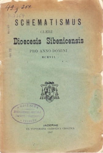 Schematismus cleri Dioecesis Sebenicensis : pro anno Domini ...