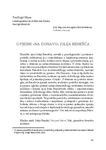 O pjesmi »Na Dunavu« Julija Benešića / Tea Rogić Musa