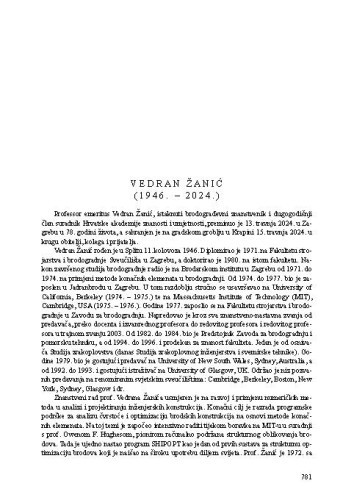 Vedran Žanić (1946. - 2024.) : [nekrolog] / Ivo Senjanović