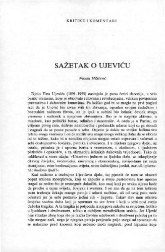 Sažetak o Ujeviću / Nikola Miličević