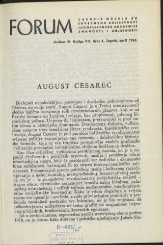 August Cesarec / M. Krleža