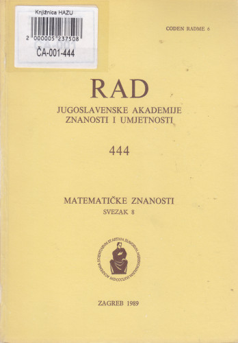 Sv. 8(1989)=knj. 37=knj. 444 / urednik Vladimir Volenec