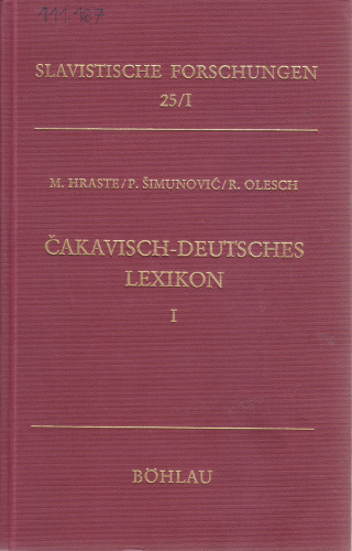 Teil 1 / von Mate Hraste und Petar Šimunović ; unter Mitarbeit und Redaktion von Reinhold Olesch