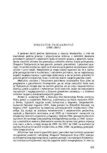 Dragutin Tadijanović (1905.-2007.) : [nekrolog] / Tonko Maroević