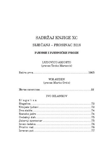 Sadržaj knjige 90. : siječanj - prosinac 2018.