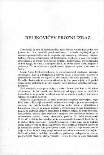 Reljkovićev prozni izraz / Josip Bratulić