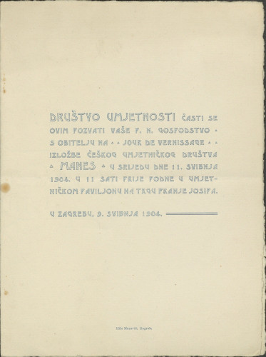 Pozivnica na izložbu Češkog umjetničkog društva Manes, 1904.