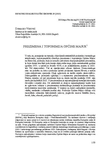 Prezimena i toponimija Općine Majur / Domagoj Vidović