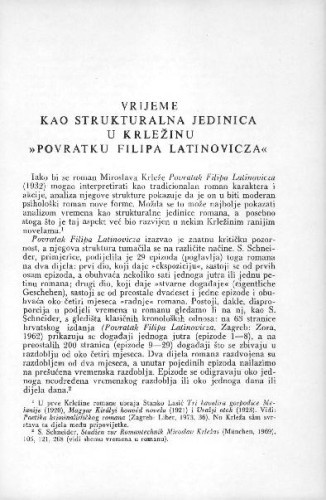 Vrijeme kao strukturalna jedinica u Krležinu 