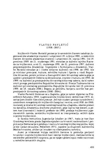 Vlatko Pavletić (1930.-2007.) : [nekrolog] / Nikola Batušić