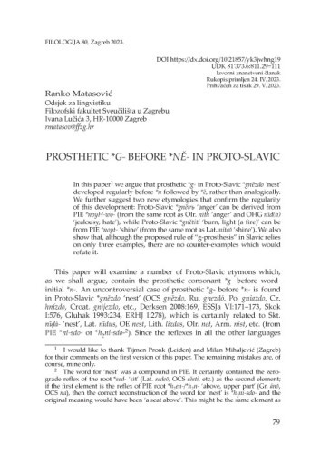 Prosthetic *g- before *ně- in Proto-Slavic / Ranko Matasović