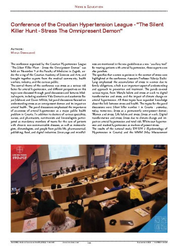 Conference of the Croatian Hypertension League - “The Silent Killer Hunt - Stress The Omnipresent Demon“
 : News & Education / Marija Domislović