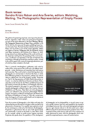 Sandra Krizic Roban and Ana Šverko, editors. Watching, Waiting. The Photographic Representation of Empty Places. Leuven: Leuven University Press, 2023.
 : Book Review / Silvija Brkić Midžić