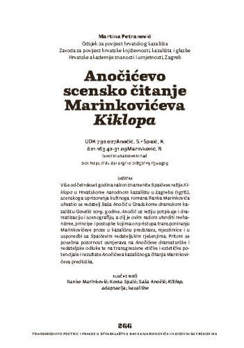 Anočićevo scensko čitanje Marinkovićeva Kiklopa / Martina Petranović