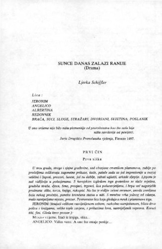 Sunce danas zalazi ranije : (drama) / Ljerka Schiffler