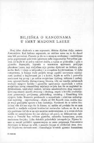 Bilješka o kanconama u smrt madone Laure / F. Čale