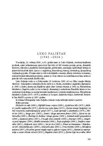 Luko Paljetak (1943. - 2024.) : [nekrolog] / Krešimir Bagić