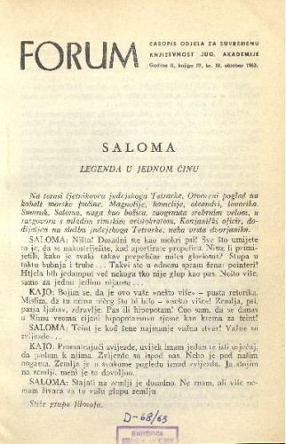 Saloma : legenda u jednom činu / M. Krleža