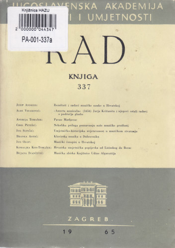 Knj. 1(1965)=knj. 337 / urednik Josip Andreis