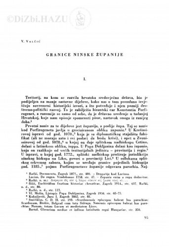 Granice ninske županije / V. Valčić