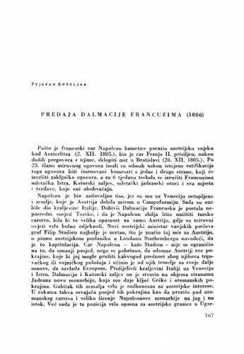 Predaja Dalmacije Francuzima (1806) / S. Antoljak