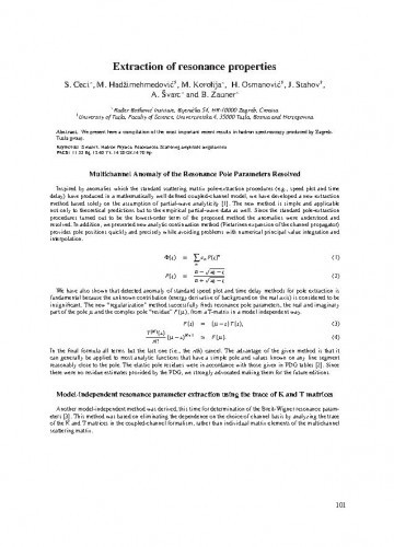 Extraction of resonance properties / S. Ceci, M. Hadžimehmedović, M. Korolija, H. Osmanović, J. Stahov, A. Švarc, B. Zauner