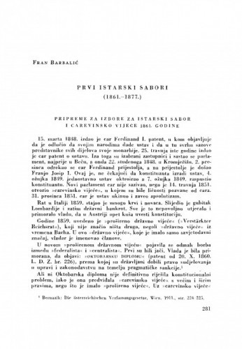 Prvi istarski sabori : (1861.-1877.) / F. Barbalić