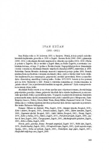 Ivan Kušan (1933.-2012.) : [nekrolog] / Ante Stamać