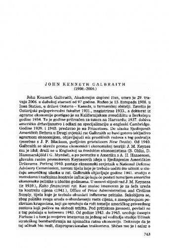 John Kenneth Galbraith (1908.-2006.) : [nekrolog] / Vladimir Stipetić