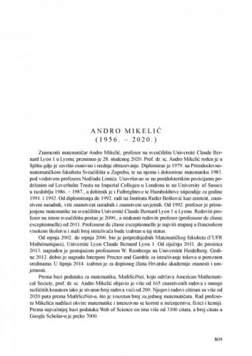 Andro Mikelić (1956.-2020.) : [nekrolog] / Goran Muić