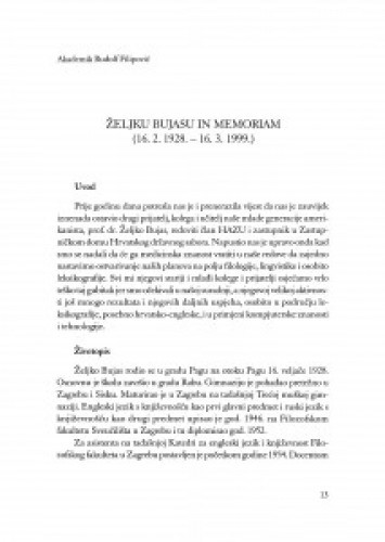 Željku Bujasu in memoriam (16.2.1928.-16.3.1999.)