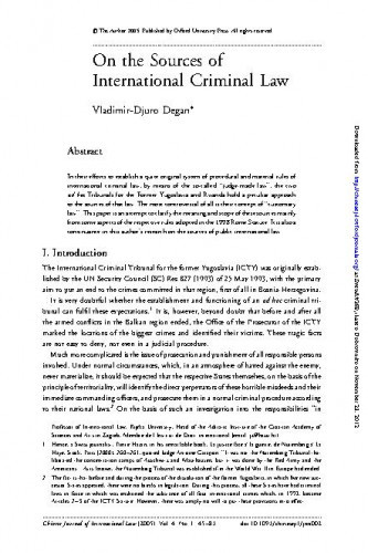On the sources of international criminal law / Vladimir-Djuro Degan