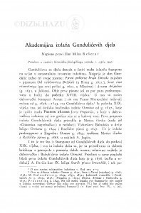 Akademijina izdanja Gundulićevih djela / Milan Rešetar