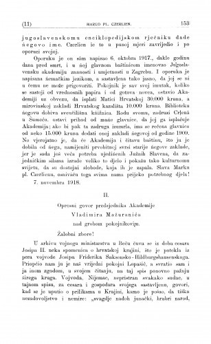 Nadgrobni govor Marku pl. Czerlienu / V. Mažuranić