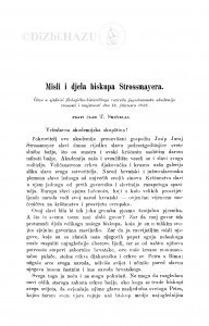 Misli i djela biskupa Strossmayera / T. Smičiklas