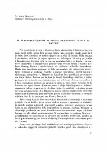 O pravnopovijesnim radovima akademika V. Bayera