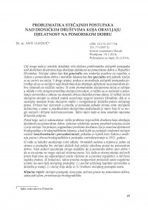Problematika stečajnih postupaka nad dioničkim društvima koja obavljaju djelatnost na pomorskom dobru / Ante Vuković