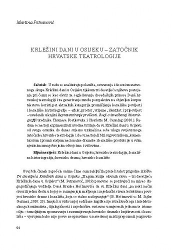 Krležini dani u Osijeku – zatočnik hrvatske teatrologije / Martina Petranović