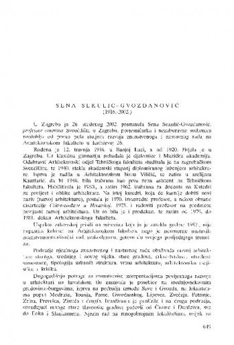 Sena Sekulić-Gvozdanović (1916.-2002.) : [in memoriam] / Velimir Neidhardt