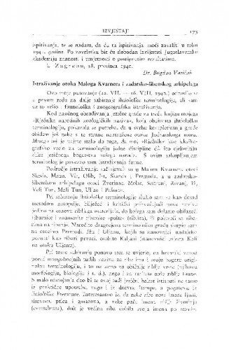 Istraživanje otoka maloga Kvarnera i zadarsko-šibenskoga arhipelaga / M. Hirtz